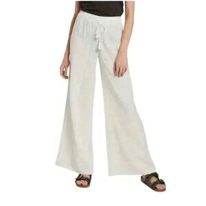 Volcom Women's White Cotton Sun Spent Drawstring Pants